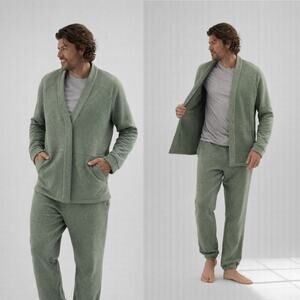 Lahgo Restore Double‎ Faced Cardigan Green Pima Cotton Lounge Jacket XXL Mens